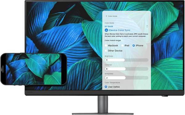 iphone connected to the benq monitor