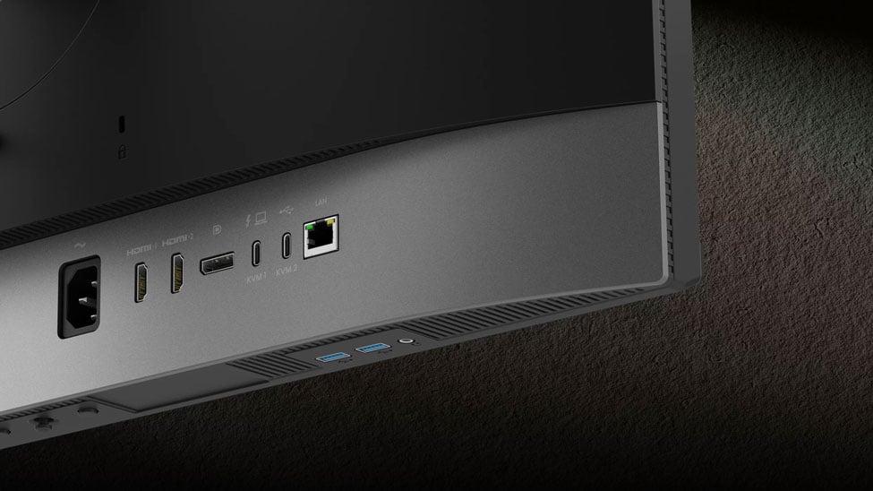 rear view of the benq monitor 27 4k highlighting the ports