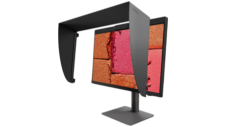 benq monitor 27 4k with shade hood being attached