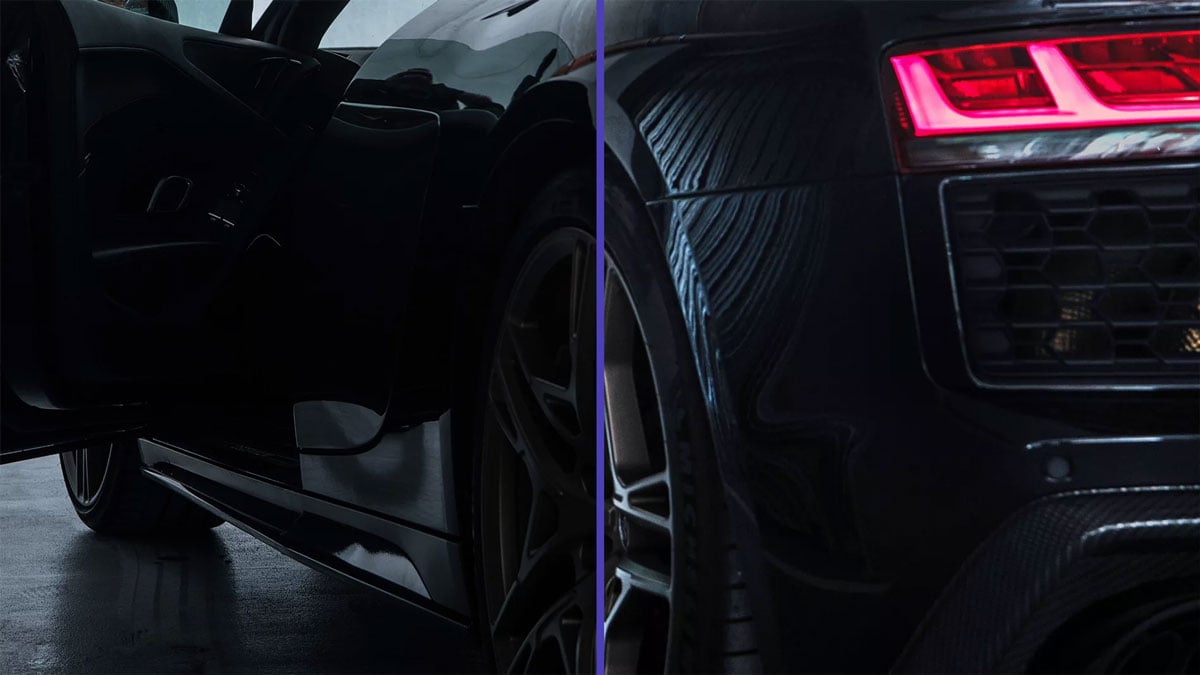 side by side comparison image of a car showing the contrast ratio
