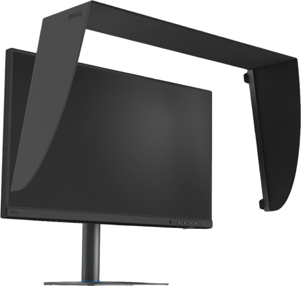 shade hood being attached to the benq monitor