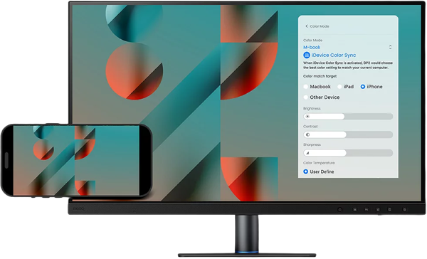 iPhone connected to the benq monitor