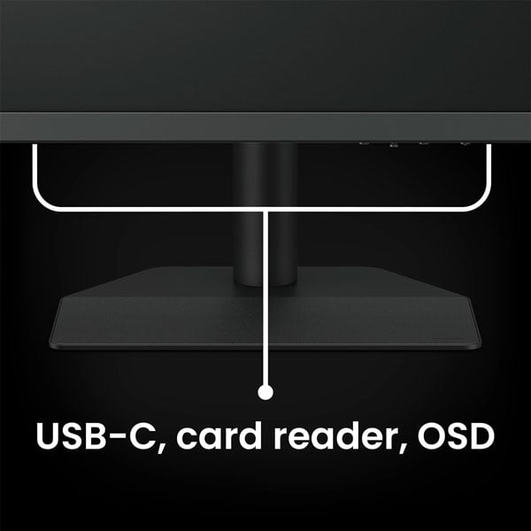 close up of the base of the benq monitor highlighting the i/o ports