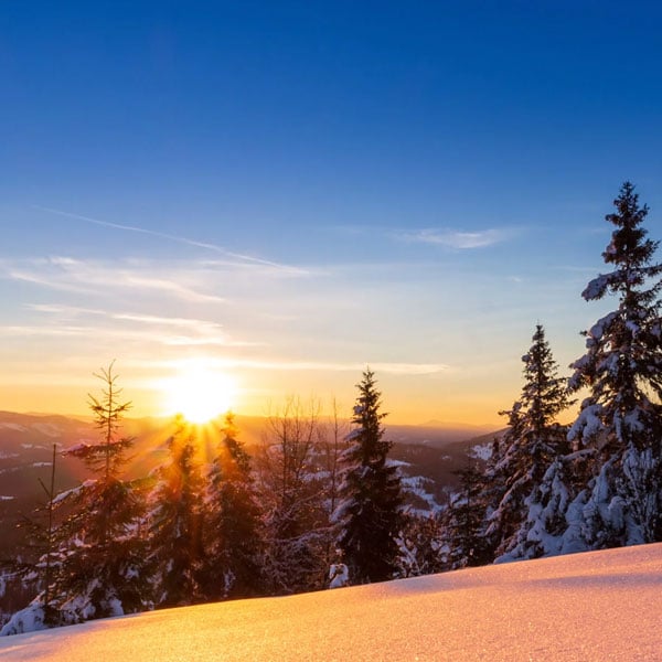 sample image of a sunrise over a snowy mountain
