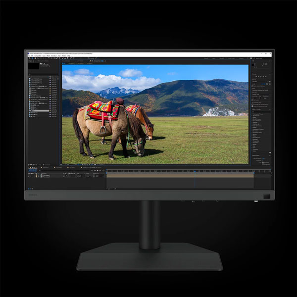front view of the benq monitor on a black background