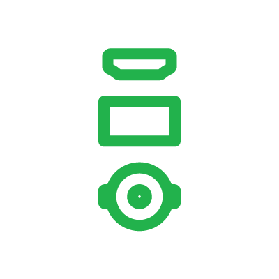 green connector icon for SDI, HDMI, and SFP 