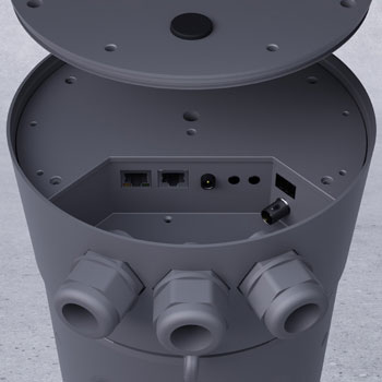 Close up view of BirdDog O4 Camera connection ports