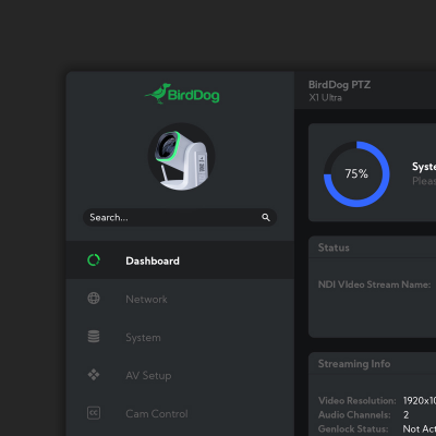 birddog ptz camera ui