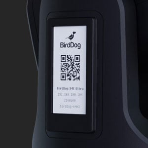 close up of the birddog ptz camera e-ink label