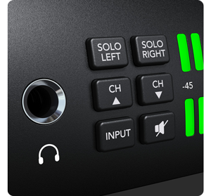 Close up image of audio monitor 12G G3 front panel controls