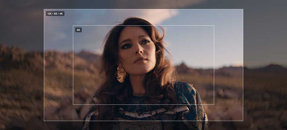 16:9 Frame preview image of actress in desert landscape