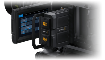 Blackmagic URSA Cine Media module being inserted into camera