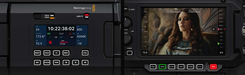 Blackmagic URSA Cine 12K side controls and touchscreen