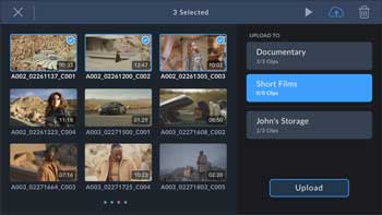 blackmagic OS select and upload file window