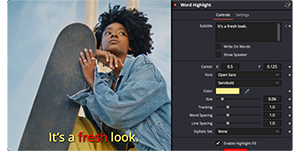 DaVinci Resolve Subtitle editing window