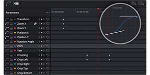 Screenshot of DaVinci Resolve 20 keyframe editing window