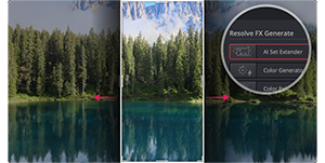 DaVinci Resolve Video preview with Ai Set extension