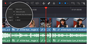 DaVinci AI multicam smartswitch preview window