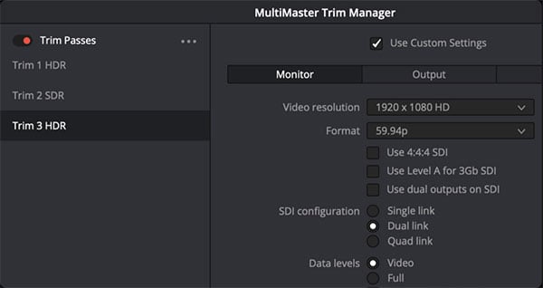multimaster trim manger user interface