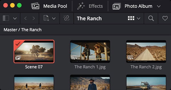  resolve 21 photo album interface