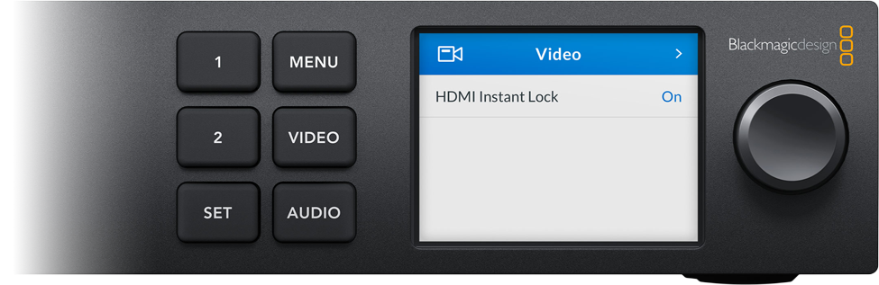 close up of the Blackmagic Teranex Mini lcd display