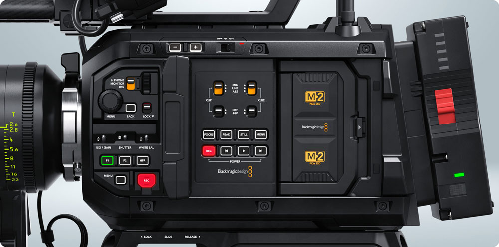 side view of the blackmagic ursa cine camera