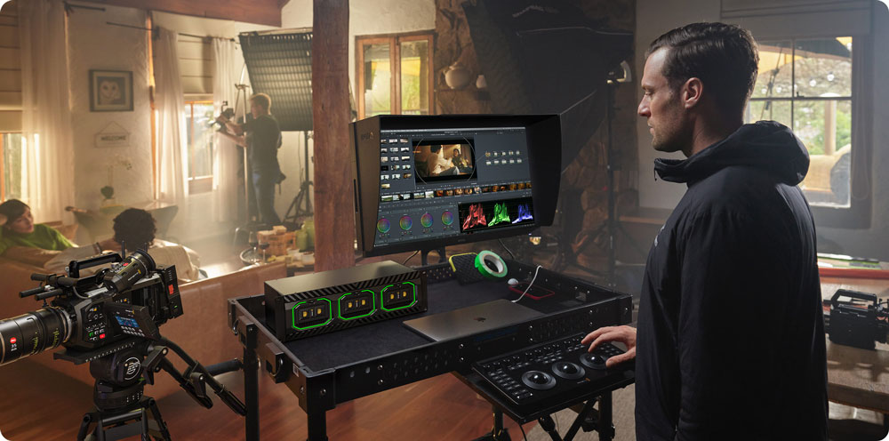 someone editing footage from the blackmagic ursa cine using DaVinci resolve