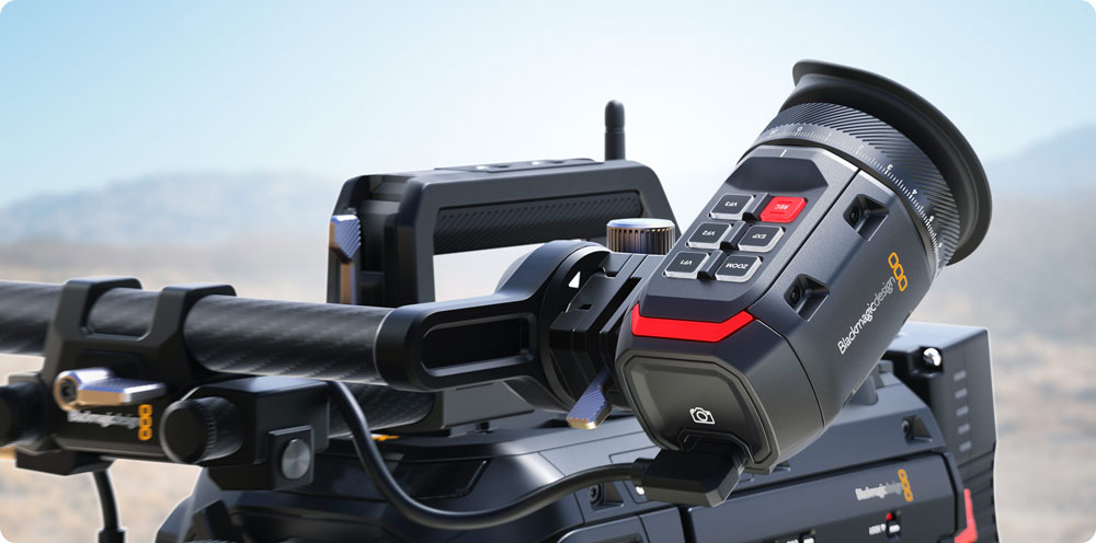 close up of the blackmagic ursa cine evf