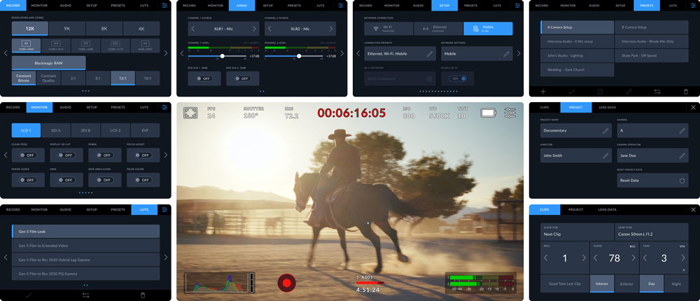 blackmagic OS interface
