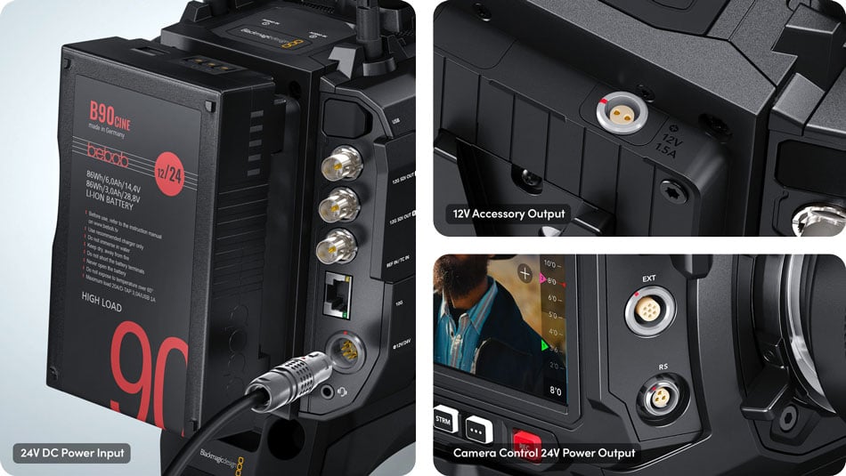 blackmagic ursa cine power options