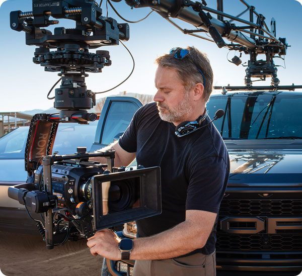 someone filming using a blackmagic ursa cine