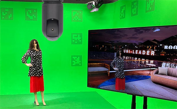mannequin infront of a green screen and the bolin HD ptz camera
