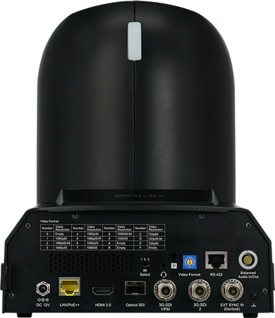 rear view of the bolin 4k ptz camera