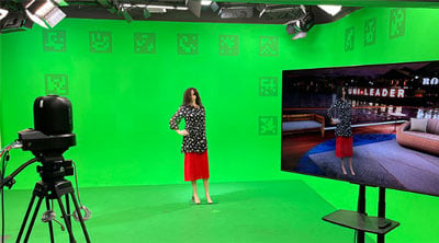 mannequin infront of a green screen and the bolin 4k ptz camera