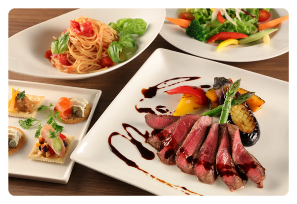 sample photo of different foods on plates taken with the canon ef 24 lens