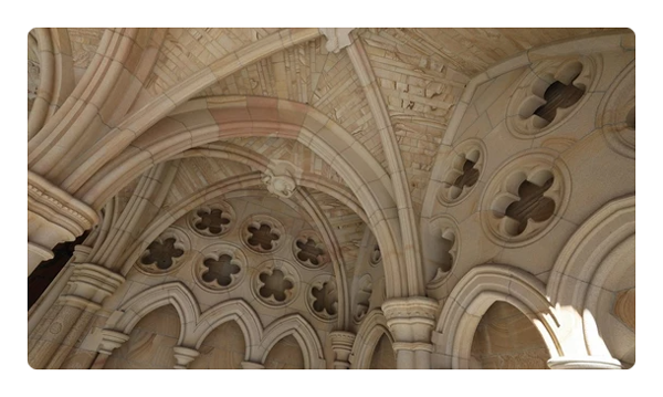 sample image of a church ceiling taken with the canon 35mm lens