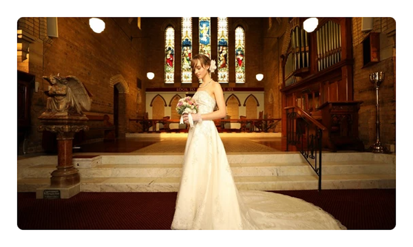sample image a bride on their wedding day in a church taken with the canon 35mm lens
