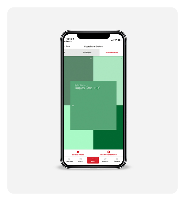 datacolor colorreader saved palettes on the app
