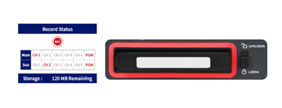 icast 10NDI front panel LED indicator and LCD screen