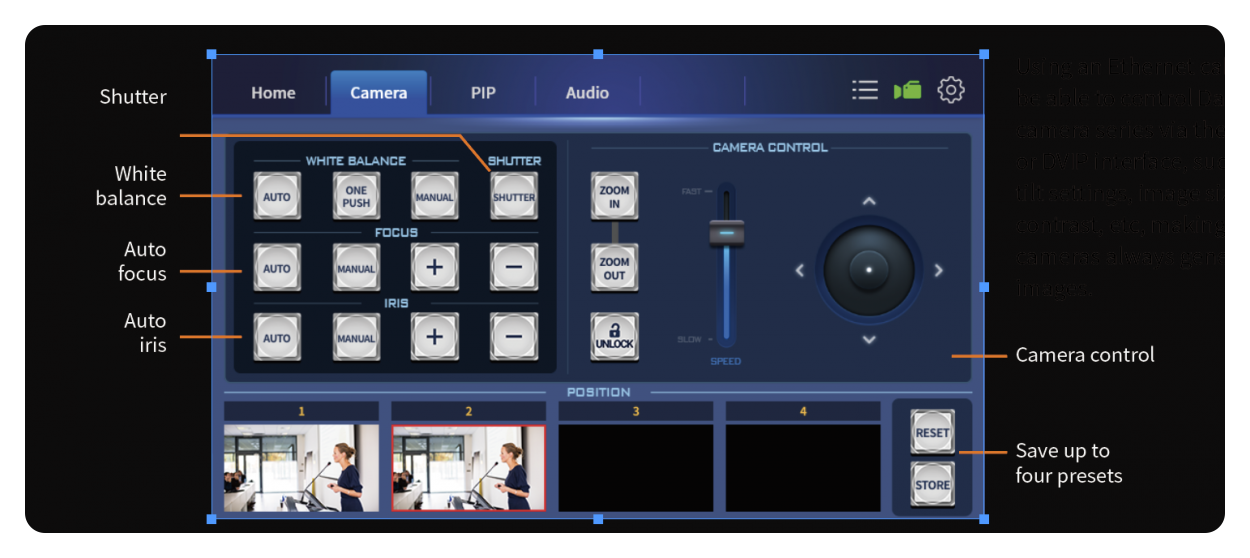 4k video switcher camera control interface breakdown