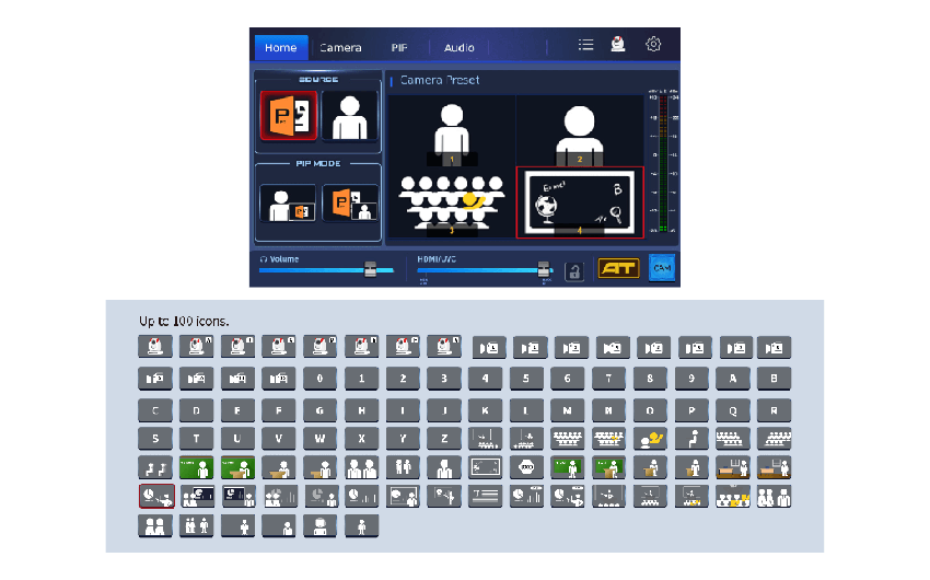 graphic icons for the 4k video switcher