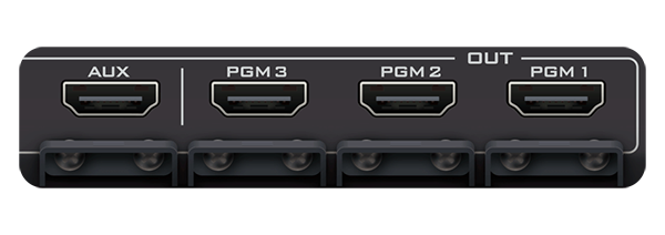close up of the datavideo touch screen switcher hdmi ports