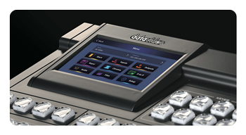 close up of the video production switcher touchscreen