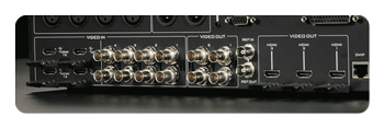 rear view of the video production switcher showing ports