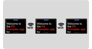 Multiple Datavideo tablet teleprompters connected together over Wifi