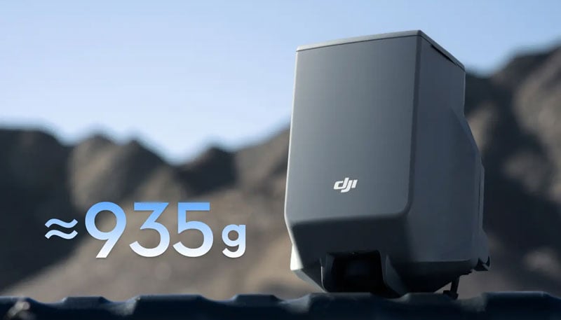 angled view of the dji ap100 parachute with the weight highlighted in blue