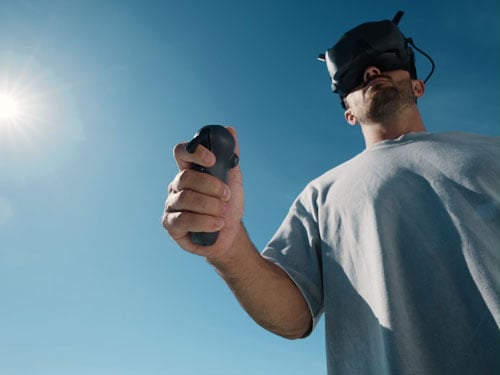 close up of someone using the dji googles