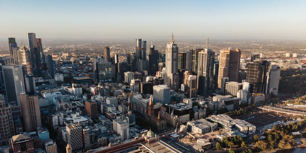 sample image of a the Melbourne skyline at sunset