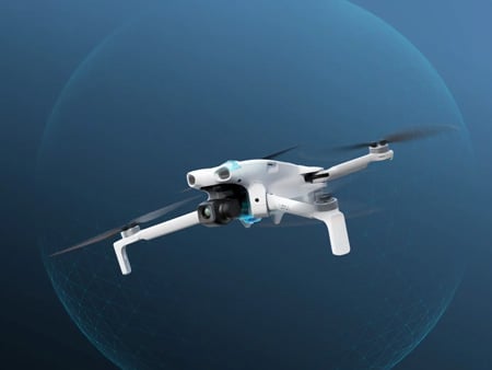 dji lito 1 with a blue orb around it showing the obstacle sensing field