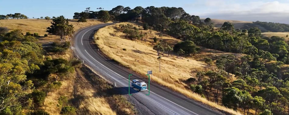 dji lito 1 tracking a camper van on a strech of road